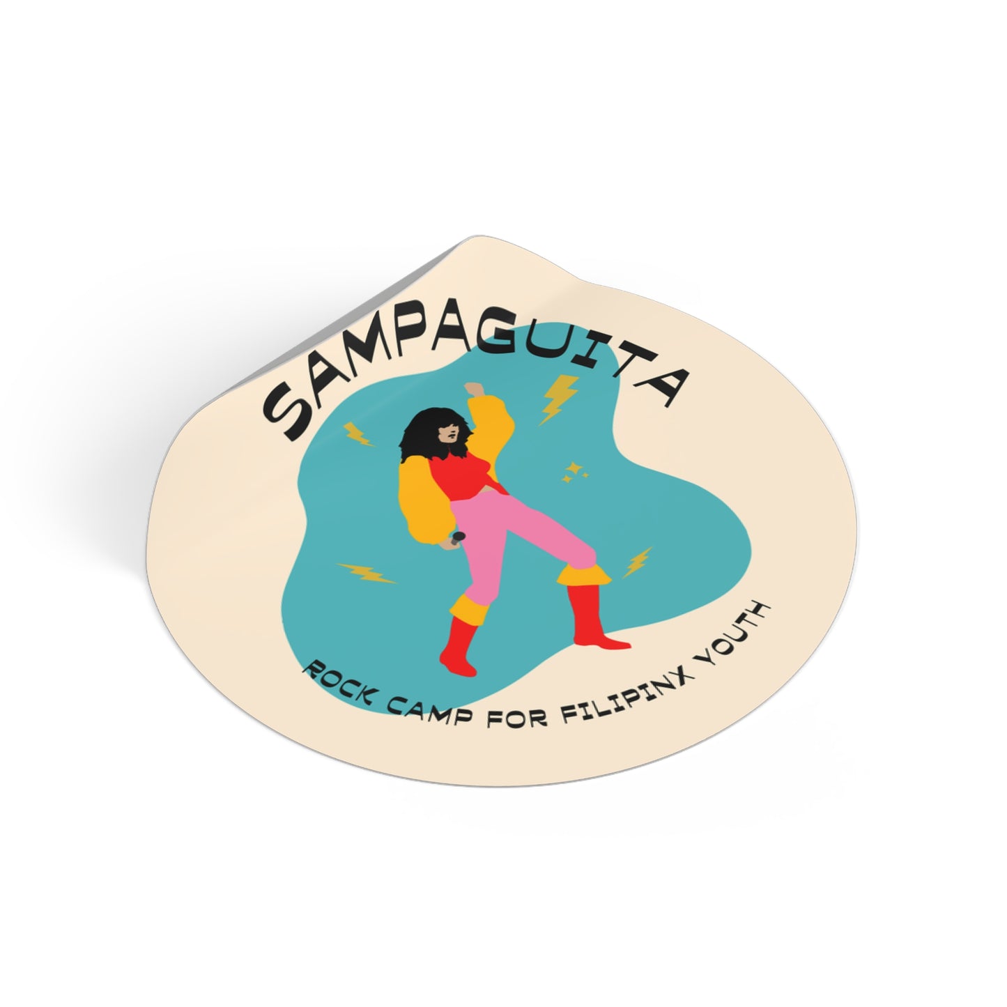 Sampaguita Rock Camp - Round Vinyl Stickers, Blue