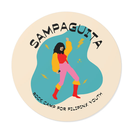 Sampaguita Rock Camp - Round Vinyl Stickers, Blue