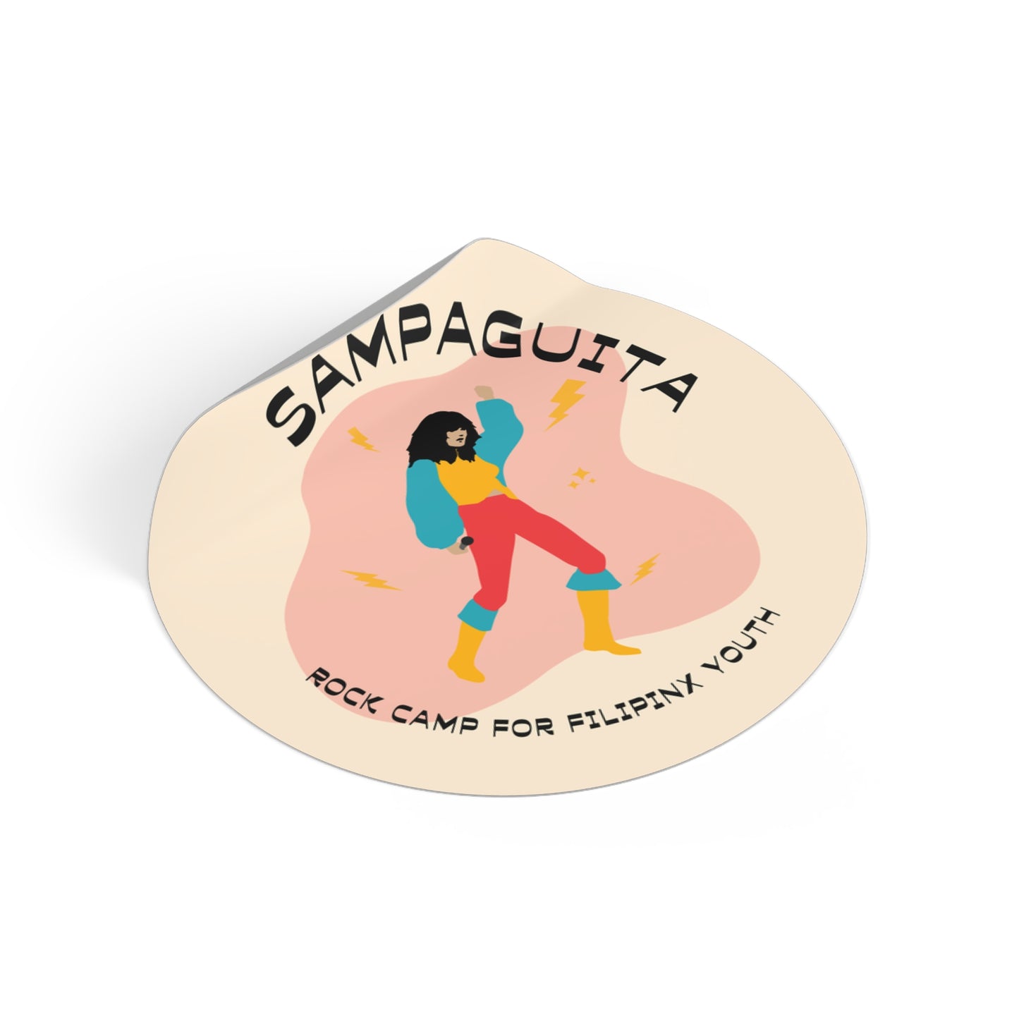Sampaguita Rock Camp - Round Vinyl Stickers, Pink