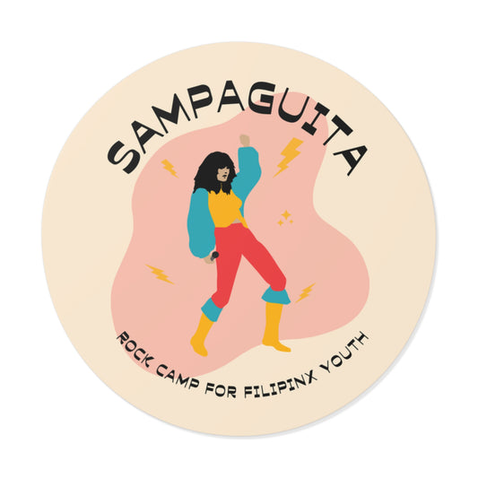 Sampaguita Rock Camp - Round Vinyl Stickers, Pink